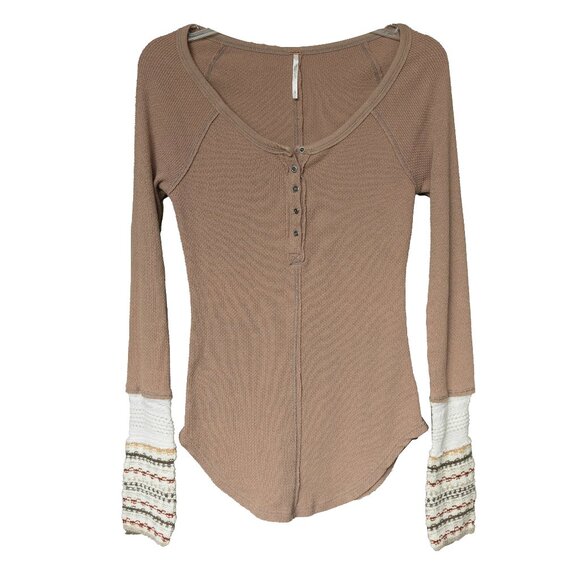 Free people Thermal Henley Knit Cuff Ski Lodge Bella Swan Twilight Thermal boho - Picture 1 of 13
